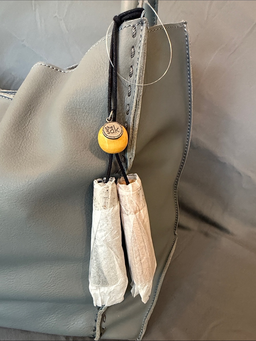 The Sak Leather Hobo Shoulder Bag in Denim with Tan Handle - Picture 2 of 5